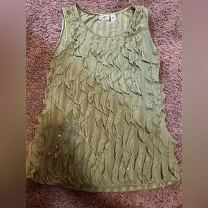 Green ruffle tank top. Size M. Brand: Cato